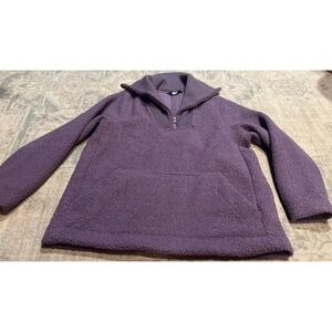 Lands End Womens Size Large 14-16 Purple Long Sleeve Pullover 1/2 Zip Heavy Warm